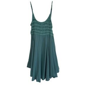 O’Neill Crochet Detail Mini Dress — Teal, Size L | Whimsycore / Coquette